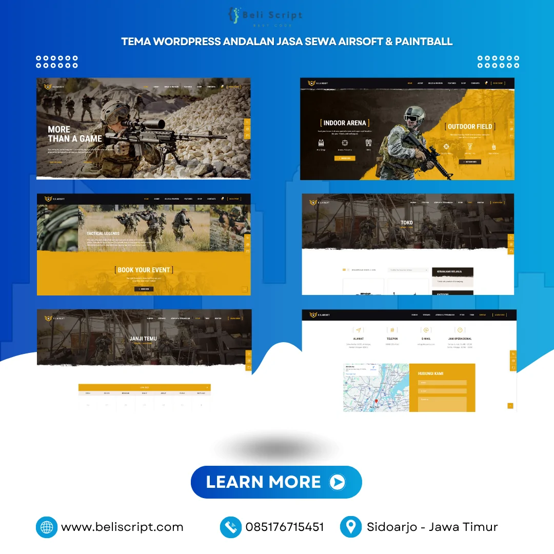 Airsoft  Rental  – Tema WordPress Profesional untuk Jasa Sewa Airsoft & Paintball